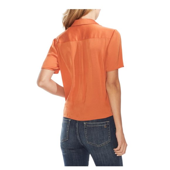 VINCE CAMUTO Tie Front Rumple Satin Blouse - Picture 3 of 4